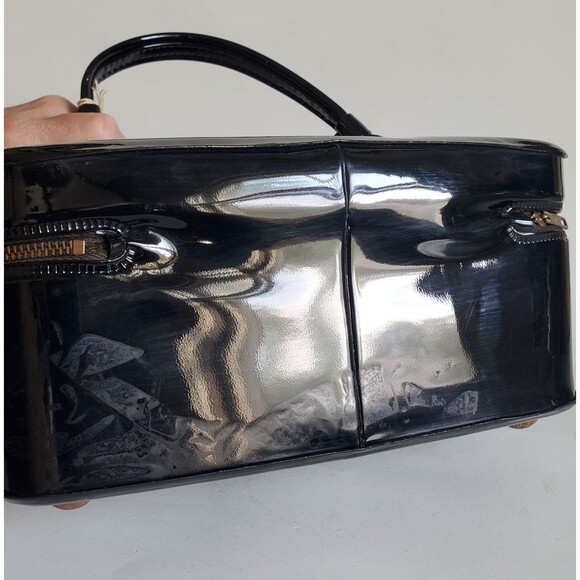 Retro Trina Going Places Vanity/Toiletry Patent Leather Zip Travel Case Mirror - Picture 11 of 16
